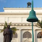 Father Junipero Serra statue in front of Ventura or San Buenaventura city hall in California