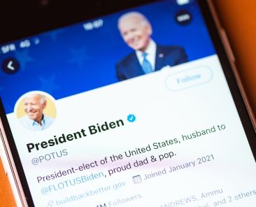 BAYONNE, FRANCE - JANUARY 20, 2021: President Joe Biden official Twitter account on the day he is sworn in as the 46th president of the United States.