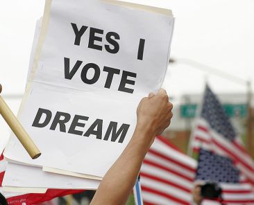 PHOENIX, AZ - APRIL 11: Over 100,000 immigrants march to protest illegal immigration laws on April 11, 2006 in downtown Phoenix, Arizona